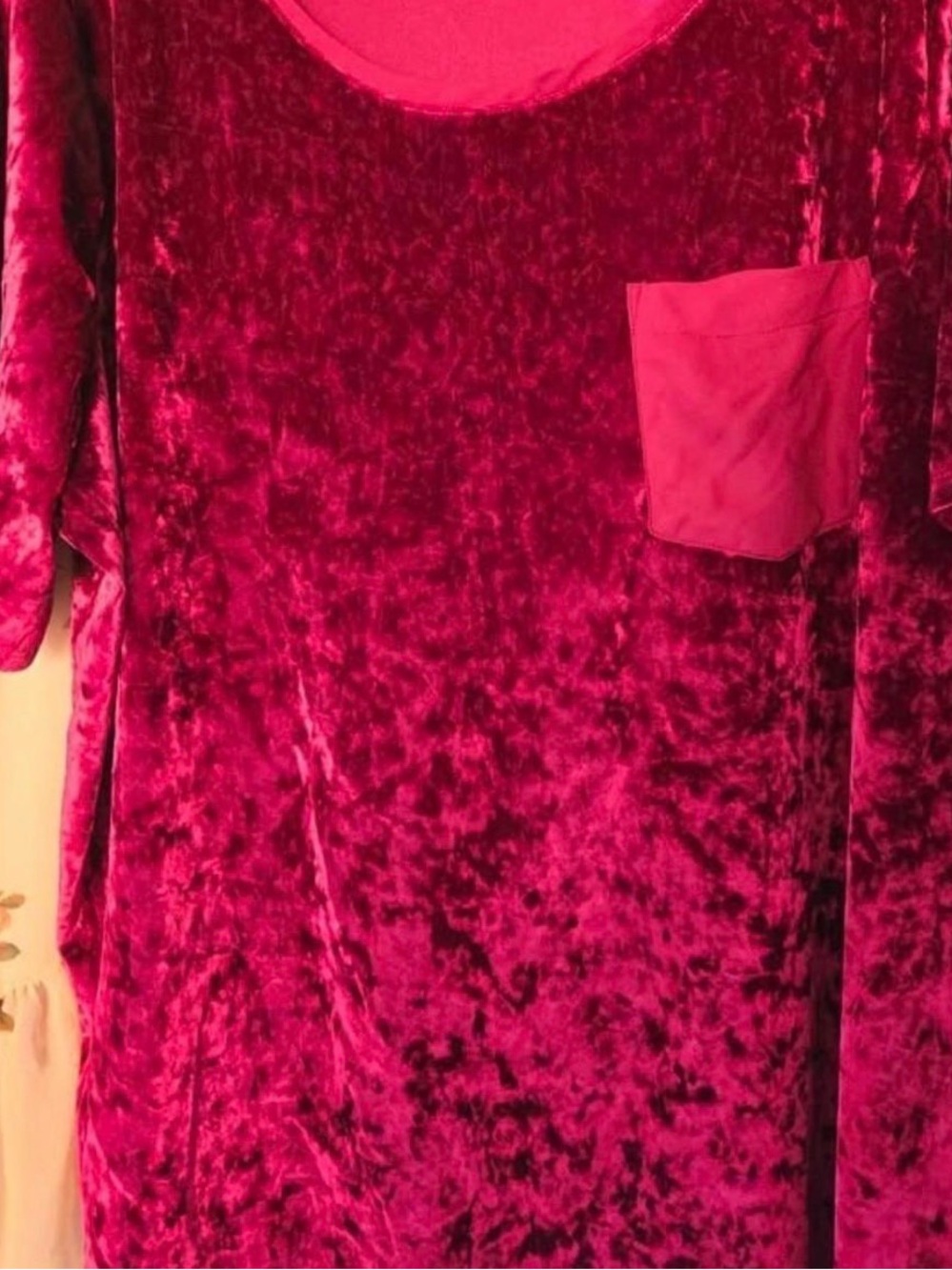 Crushed Velvet Pocket Tunic in Vibrant Red
